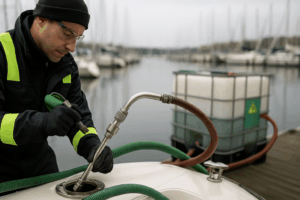 Slamfyldt diesel-prøve med vand-emulsion — dieselpest tegn | RenDiesel
