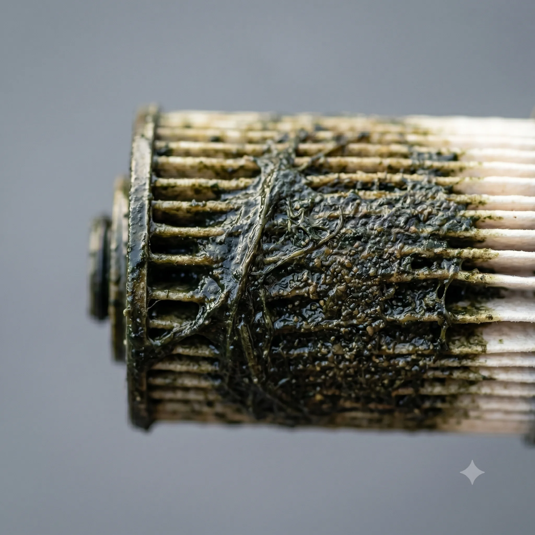 Forurenet dieselfilter med biofilm — symptom på dieselpest | RenDiesel