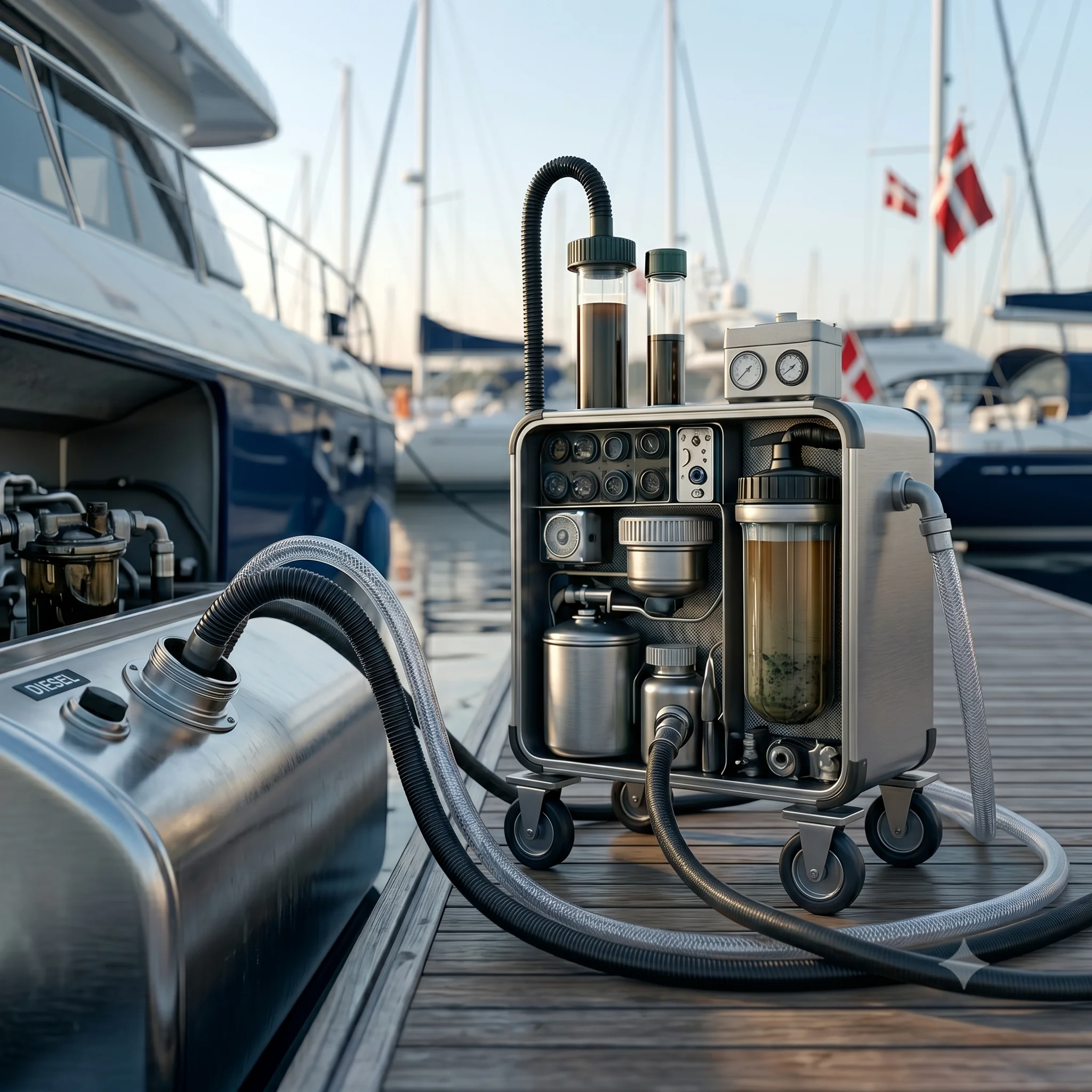 Mobil dieselrensning med slanger til dieseltank — RenDiesel